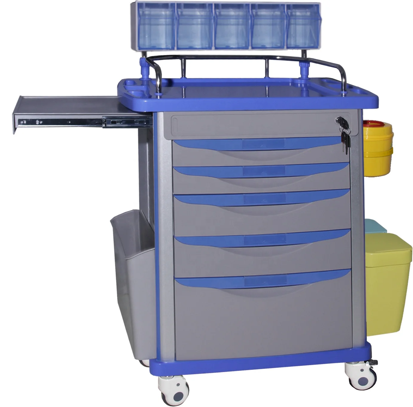 Best seller Hospital Emergency Trolley ABS Furniture Plastic Emergency Crash Cart with Drawers Medical Cart