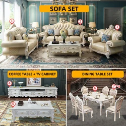 luxury leather sofa set furniture set dining table tv cabinet living room furniture set