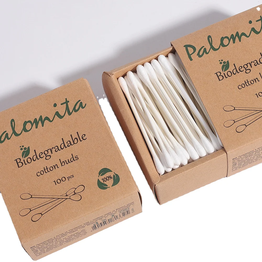 Бумажная коробка с выдвижным ящиком, упаковка с логотипом на заказ, Экологически чистая безопасная бумажная палочка, ватные палочки, ушные палочки