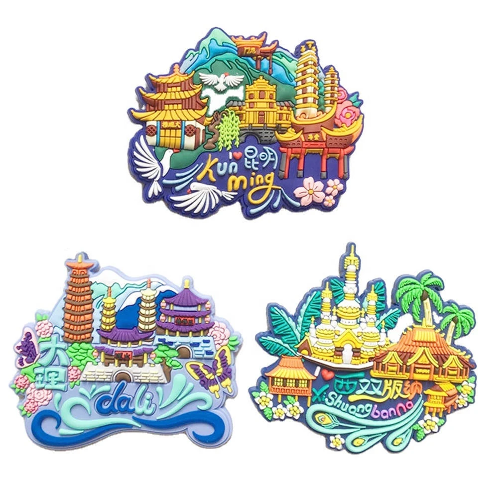 Personalised Logo 3D Pvc Rubber Refrigerator Magnet Stickers Metal Souvenir Fridge Magnet Customised