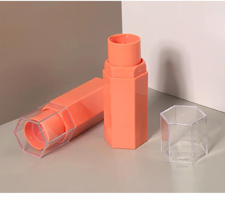 Wholesale  custom 3ml Hexagon shape empty glaze tube lip gloss container Plastic bottle sample cosmetic packaging material 6