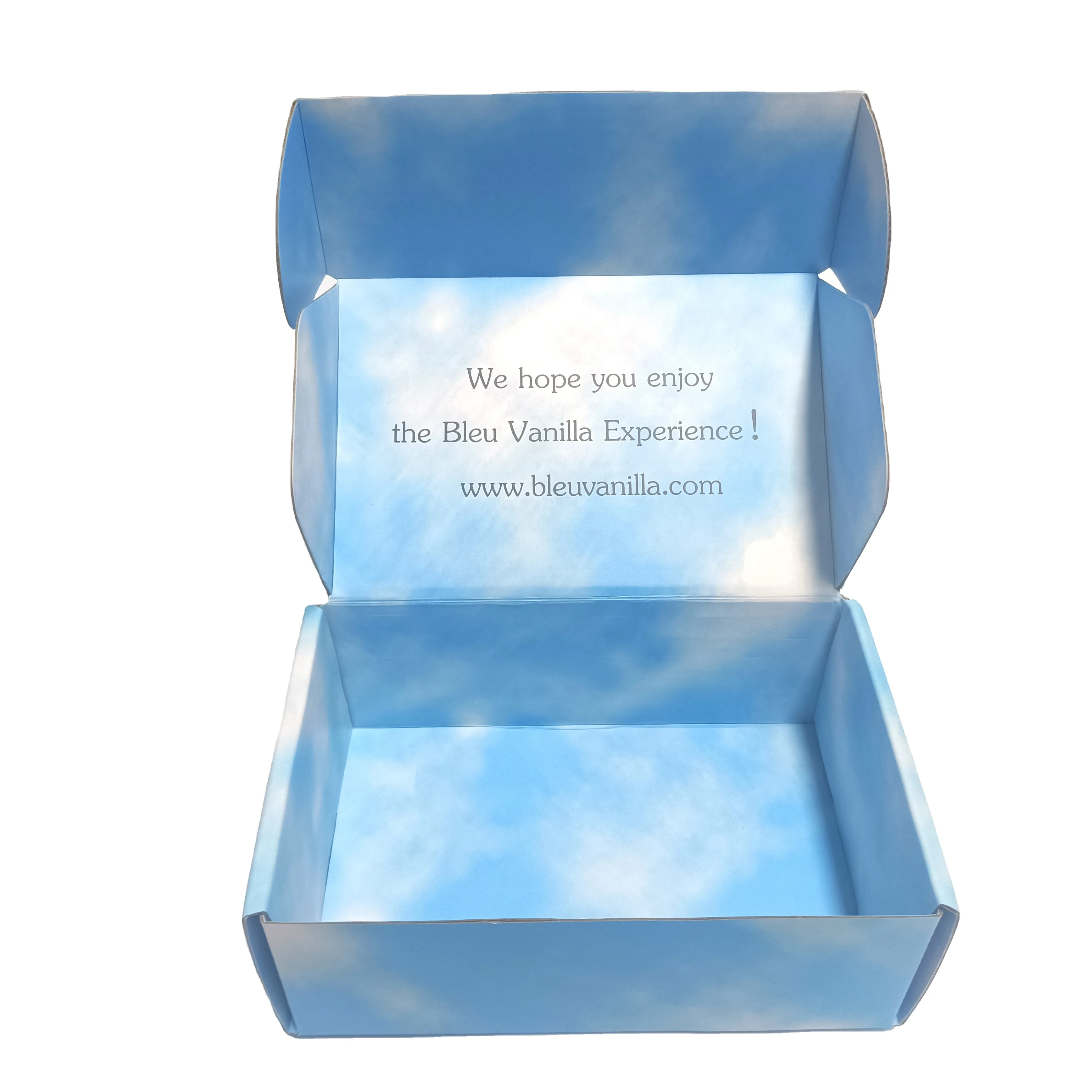 SENCAI  New Arrival Custom Corrugated Skincare Packaging Paper Box With Blue Color Cloud Print