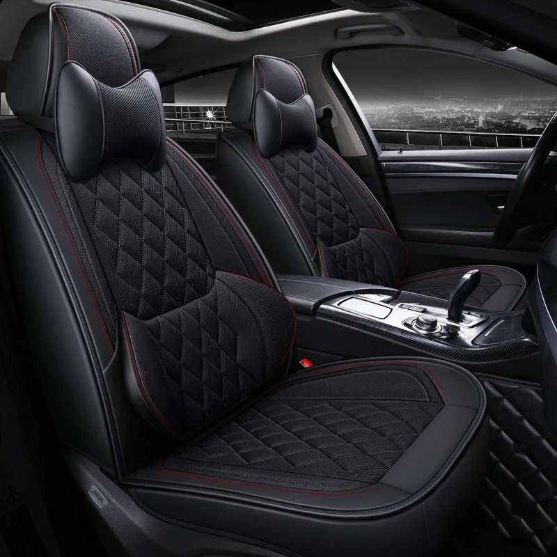 Wholesale Luxury Design Car Seat Cover Full Set Mesh Leather Car Seat Covers