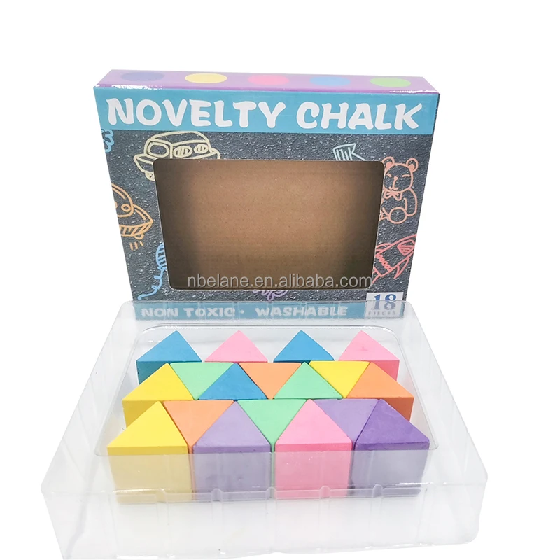 educational novelty  15 pieces of pyramid shaped  chalk  non toxic triangle sidewalk chalk for kids