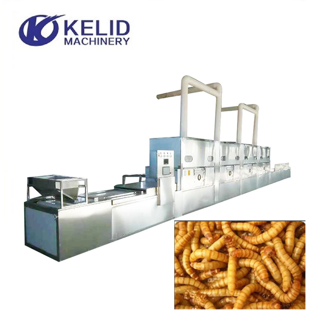High Efficient Black Soldier Fly Larva Tunnel Microwave Dryer Various Insects Drying Machine