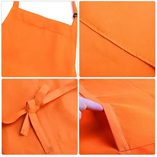 Wholesale Custom Logo Waterproof Restaurants Cotton Polyester Man Woman Black Blank Bib Kitchen Chef Cooking Aprons