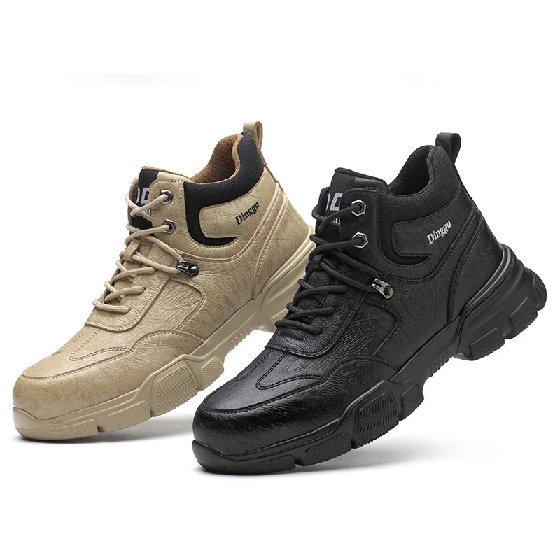 Dinggu Microfiber Leather Waterproof Lightweight Comfortable and Soft Mens Boots Steel Toe Safety shoes