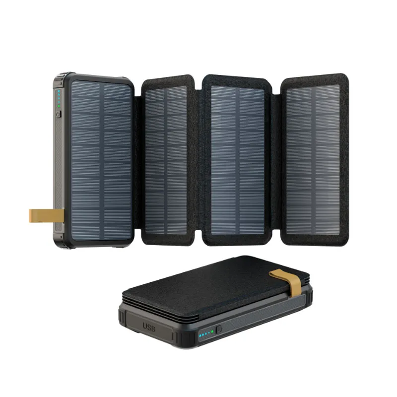 2023 New Model Type-C USB Port Mobile Phone Solar Panel Power Bank Charger 20000mAH Portable 25000mah Solar Powerbank Charger