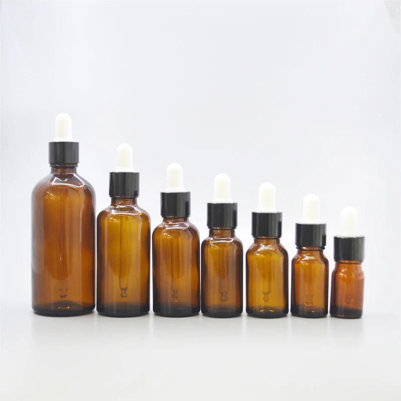 Amber 30ml glass dropper bottle,essential oil bottle with black cap for cosmetic