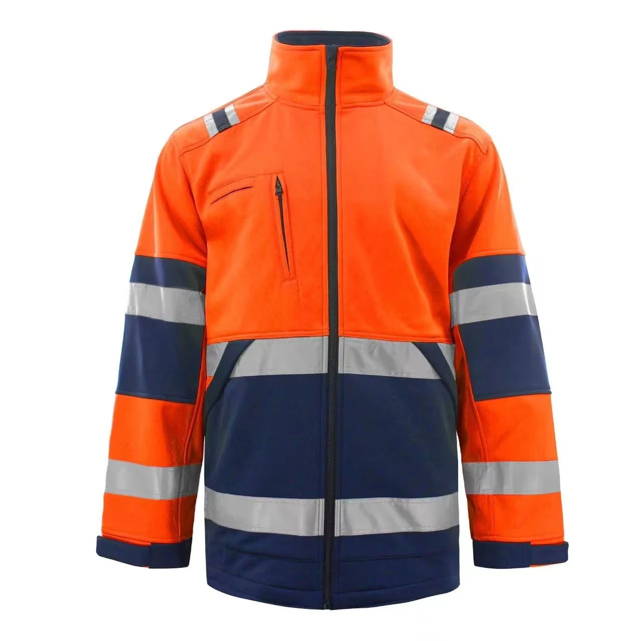 Winter outdoor windproof jacket with reflective stripes customized logo plush and thick hoodie jacket