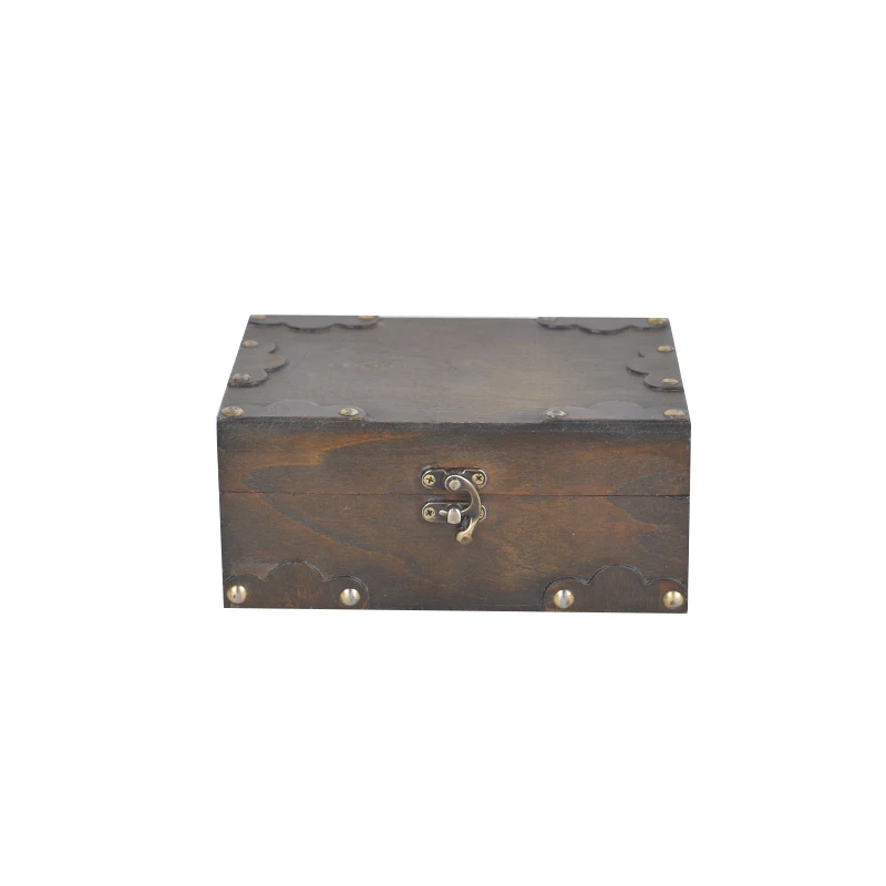 Two set of wooden jewelry box with metal rivet