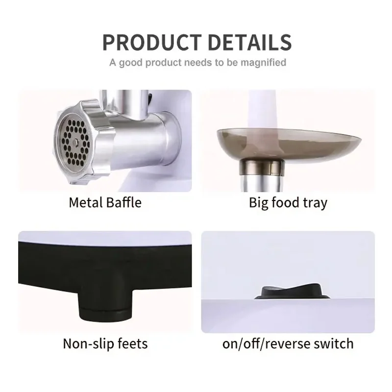 Factory Customizable Meat Grinder with 3 Stainless Steel Plate Sausage Stuffer Maker Meat Mincer Manufacturer