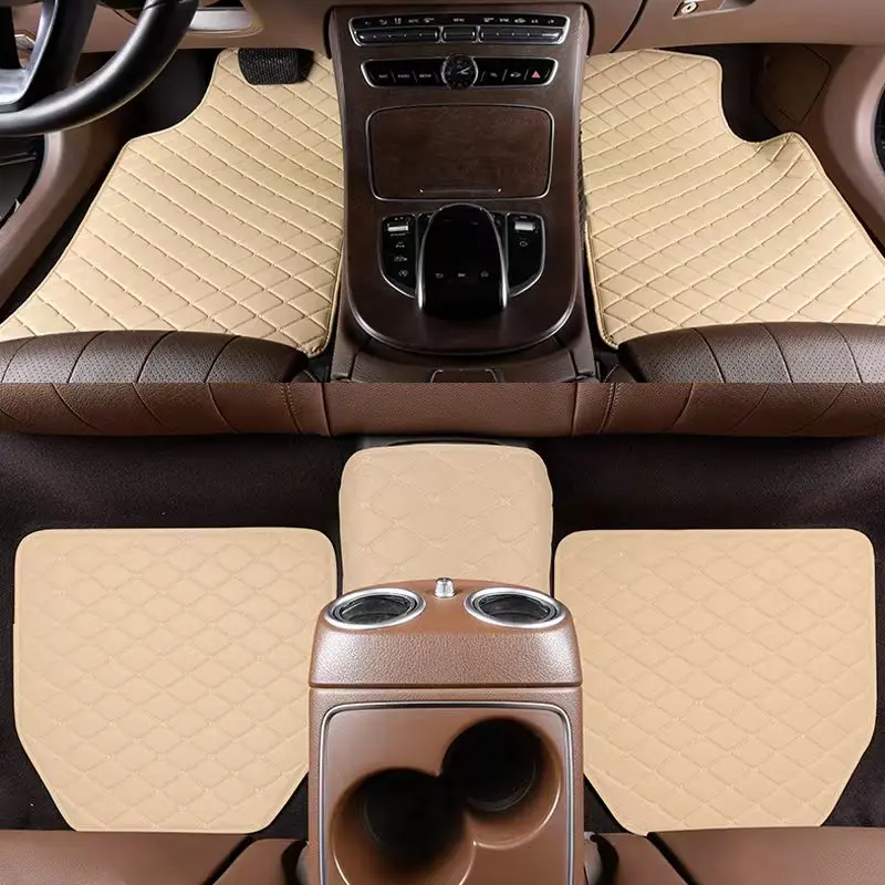 Universal 5pcs/set classic design anti-slip leather car mat Anti-Slip Waterproof Floor Liners Car Mat Interior Accessories
