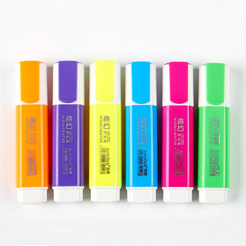 Best Selling 6 Colors Compact Highlighter Marker Pen Set Texted Marker for School Students Kids Office Suppliers