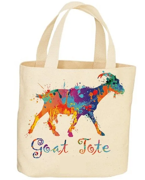 Удобные большие хлопковые сумки-тоут для покупок с принтом и наружным карманом