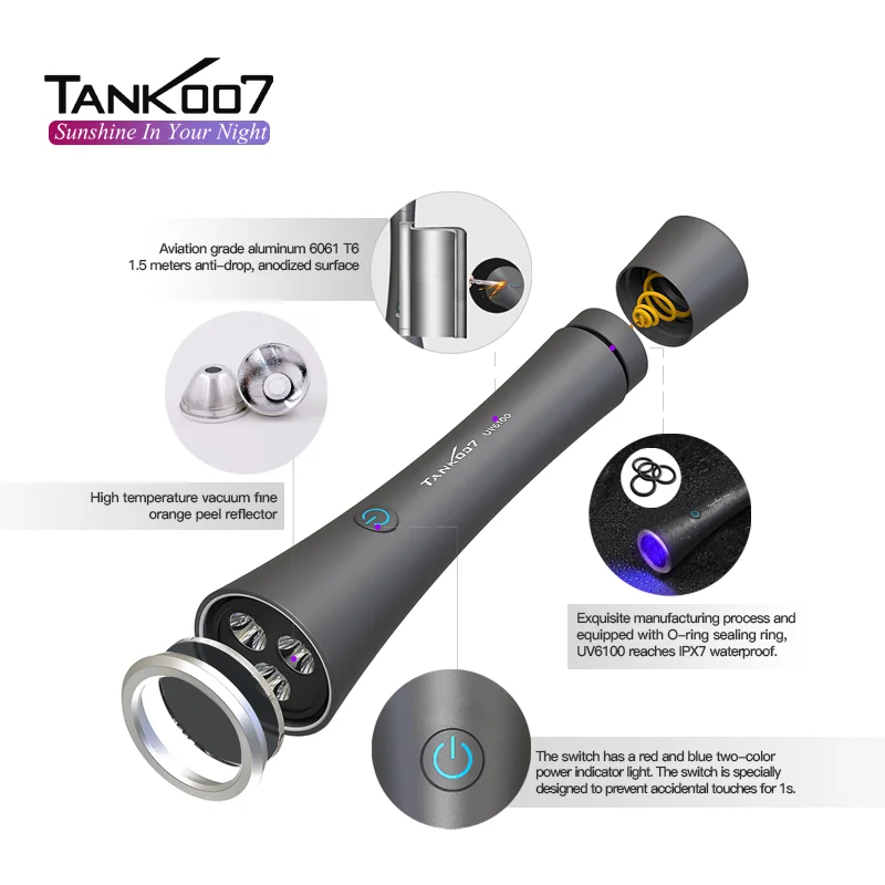 Tank007 uv flash light blacklight pet urine stains bed bug ultraviolet flashlight detector uv curing led blacklight torch light