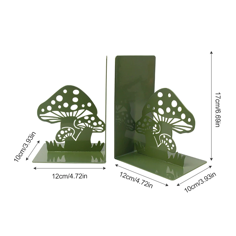 Creative mushroom bookshelf Heavy Duty bookends metal wrought iron book ends for Shelves Decorative