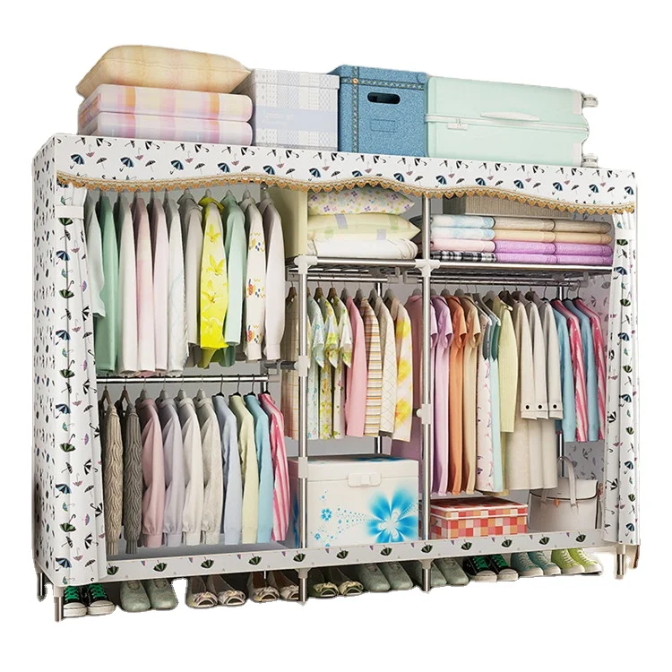 
2019 Hot Selling Home Furniture Large size Cloth Fabric Wardrobe For Bedroom Folding Portable 666 