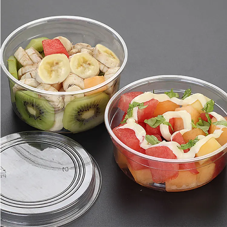 
Disposable PET Storage Container Salad Bowl Plastic Round Food Packing Box 