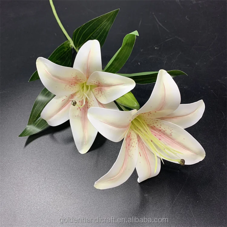 QSLH Ti220 artificial lily flower real touch lily of the valley lily 2 heads wholesale flower home decoration for wedding