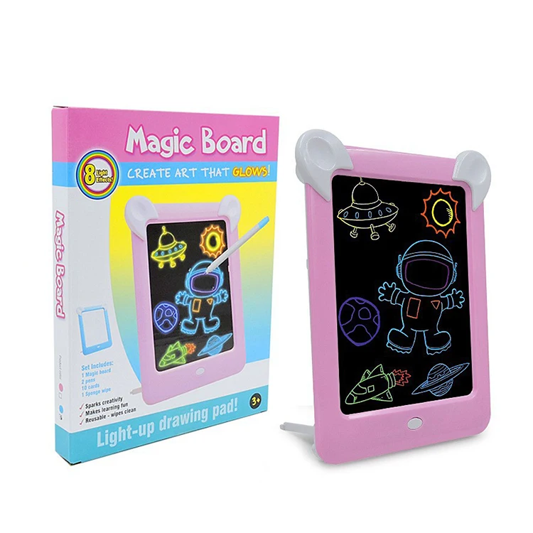 3D Fluorescence LED Drawing Board Toys For Children Aged 3+ Learning Toys Puzzle Early Education Drawing Board Toy