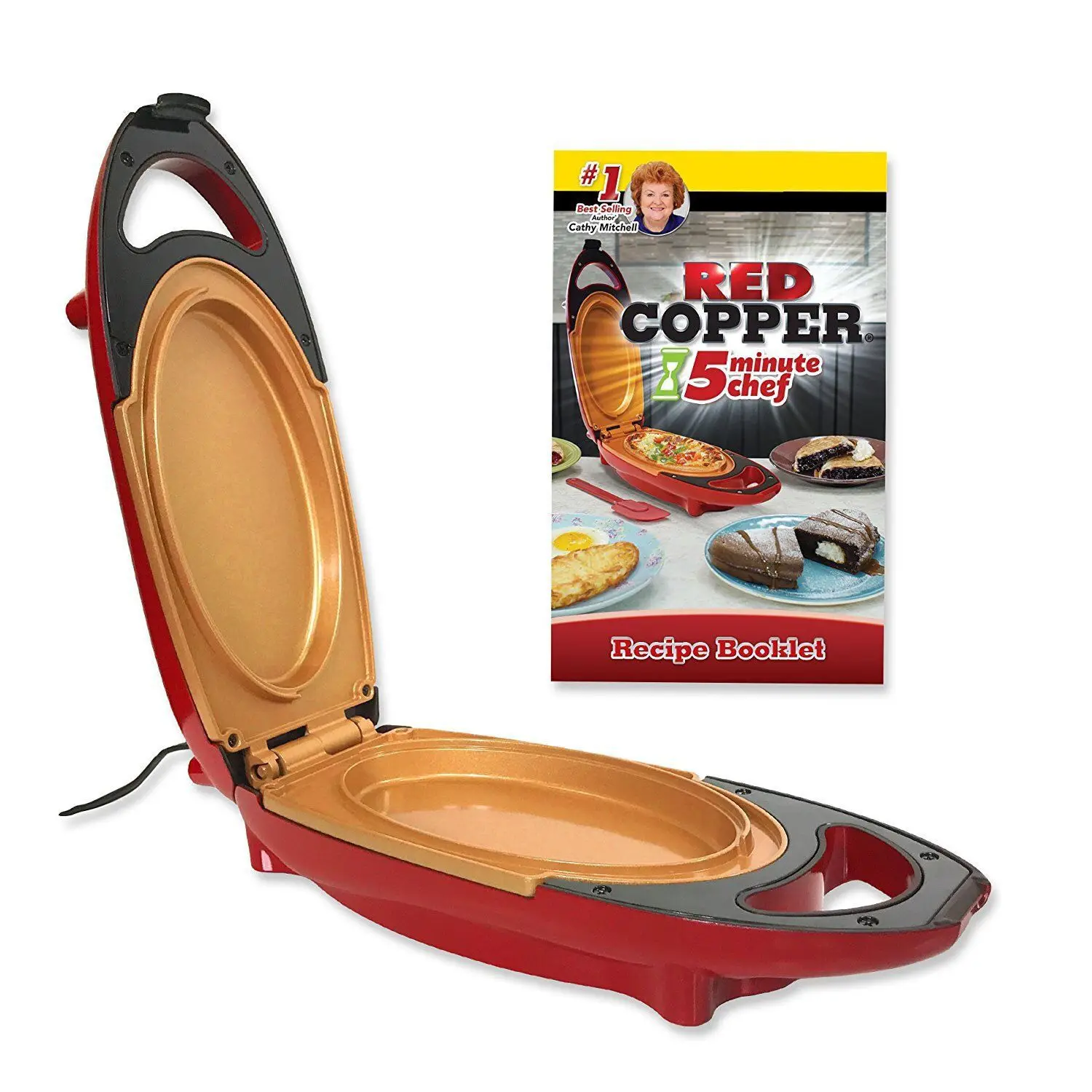 
Red Copper 5 Minute Chef Heat the frying pan electric barbecue pan smokeless non-stick frying pan 