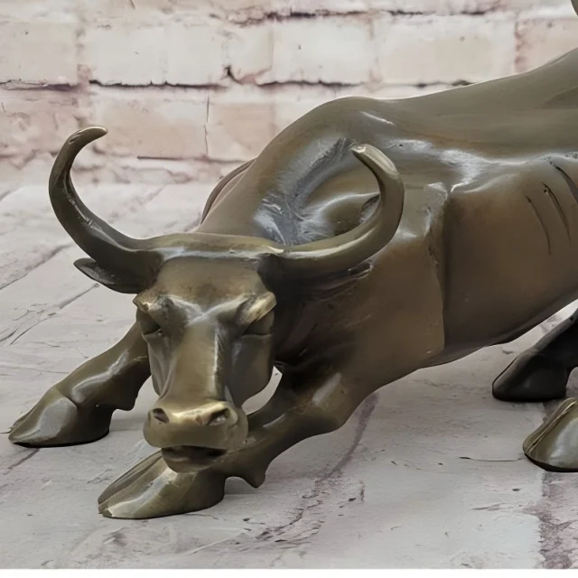 OEM Factory Direct Sale Outdoor Large Size Brass Art Commercial Landscape Bronze Animals Life Size Brass Bull Statues