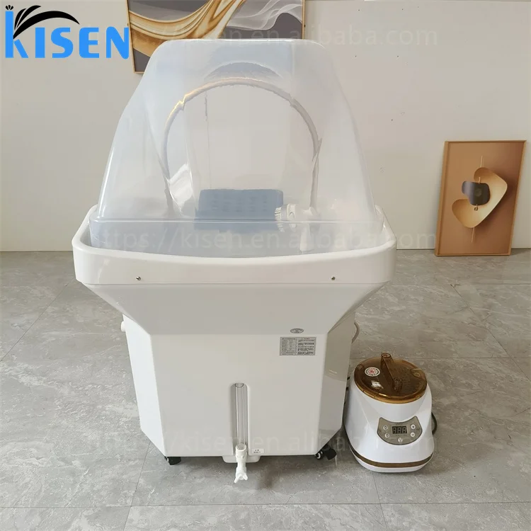 Kisen Beauty Hair Salon Furniture 2024 Competitive Price High End Shampoo Sink No Plumbing With Tank Head Therapy Shampoo Bowl