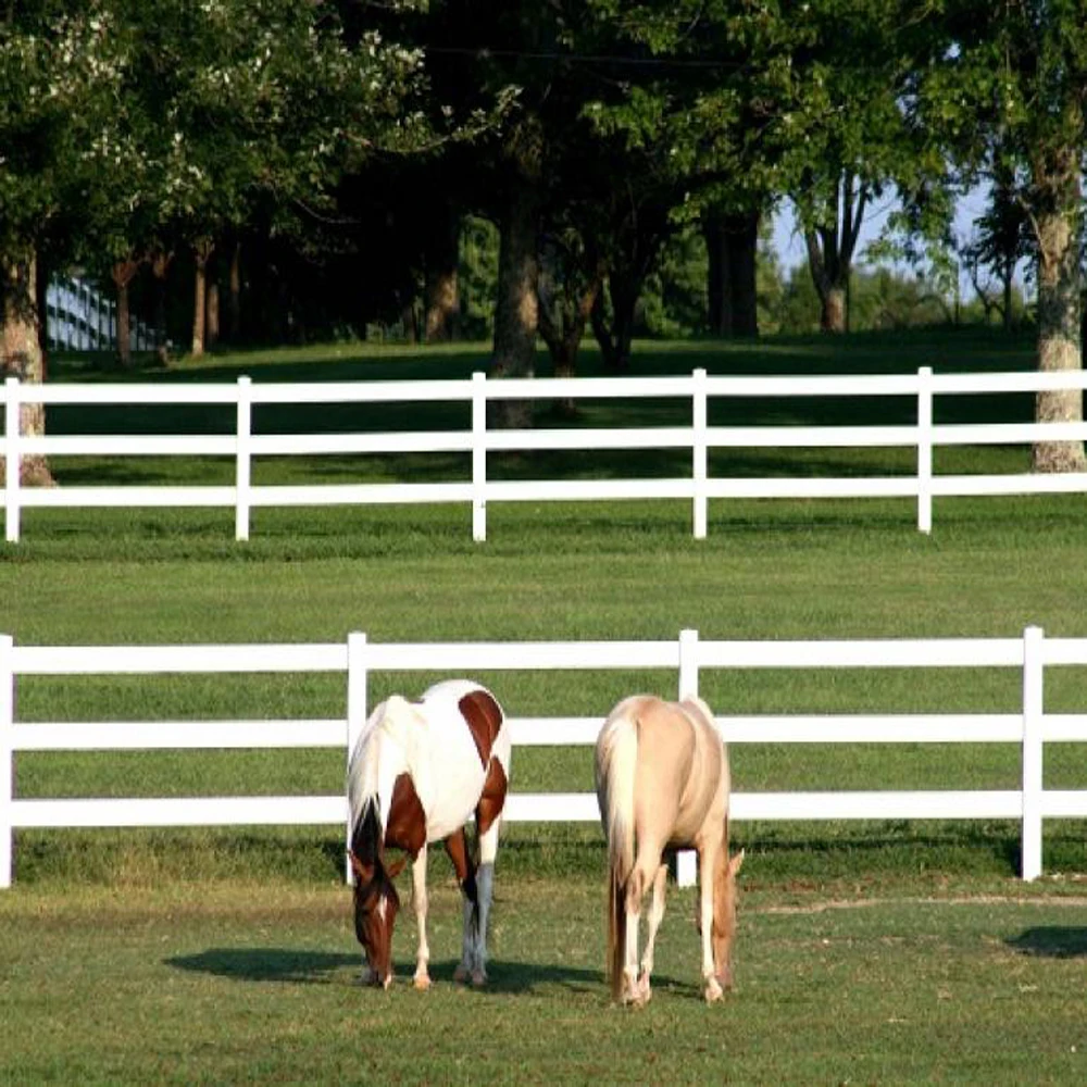 FenTech plastic vinyl horse paddock fence post ,3 rail pvc horse fence