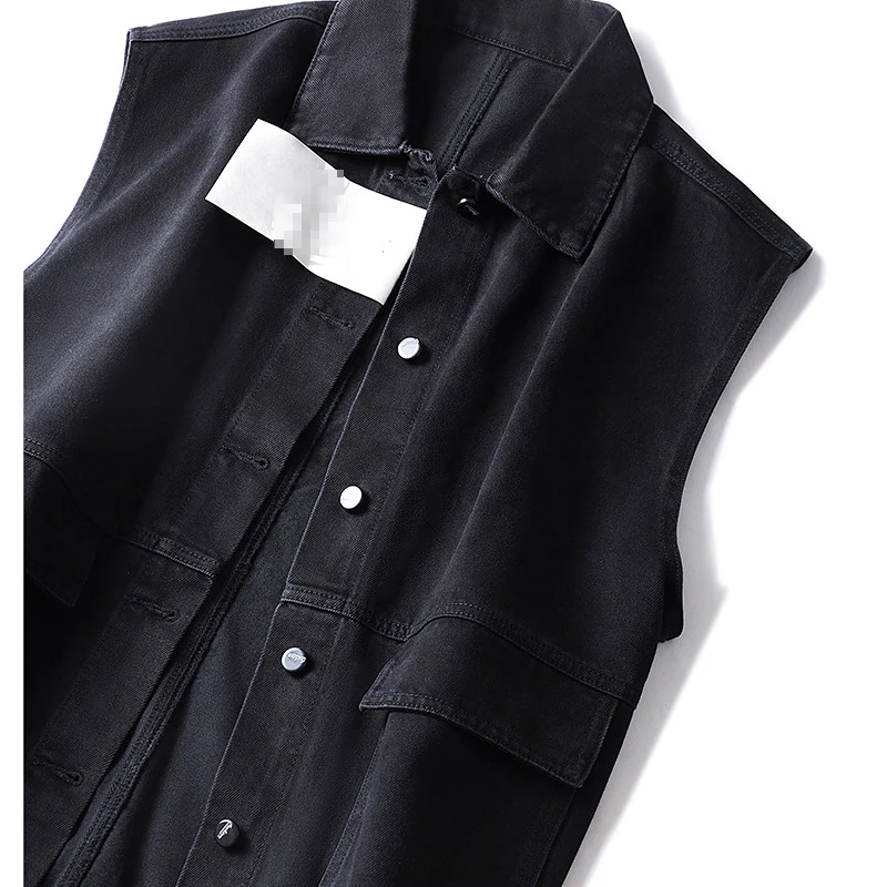 Fashionable Casual Single Button Closure Sleeveless Denim Vest Women