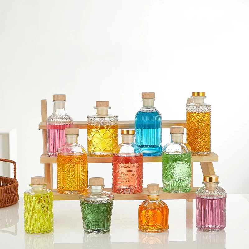 Room Office Decorative Empty Aromatherapy Bottle Simple Transparent Glass Diffuser Bottle Small Liquor Wine Bottle