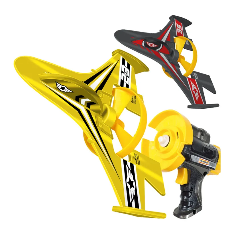 HW Hot selling Baby ejection game Aircrafts flying airplane launcher gun toy catapult foam plane for kids