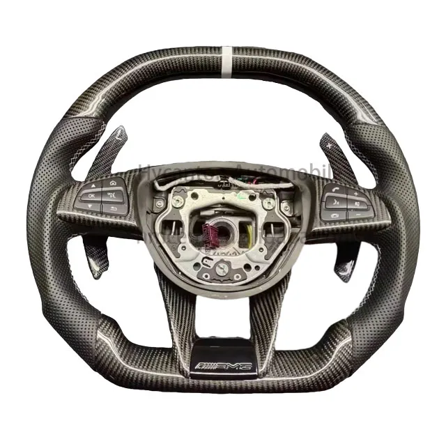 Factory direct wholesale price alcantara carbon Steering Wheel  Fiber Led Light For Mercedes Benz GLC GLC63 AMG Steering Wheel