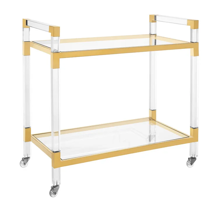 Acrylic Trolley With Stainless steel handle Hotel Trolley Food Cart Trailer