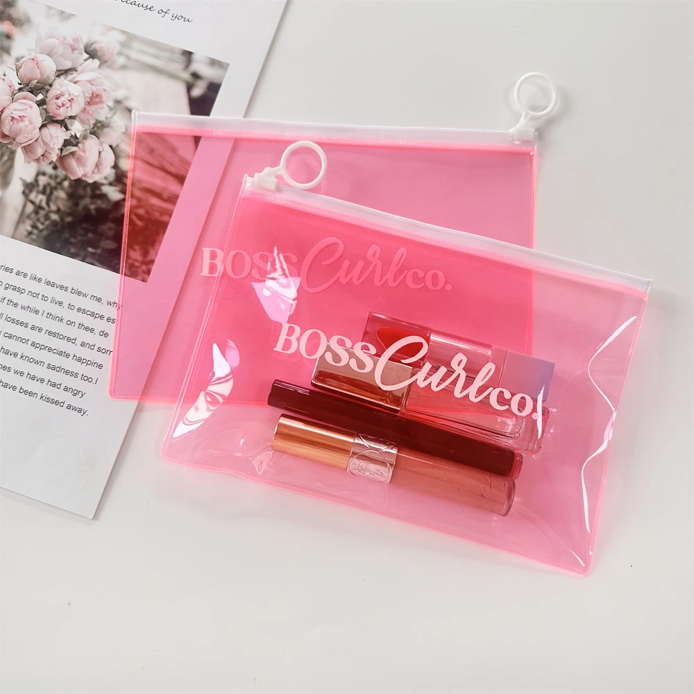 Модная Розовая прозрачная сумка на молнии из ПВХ маленькая косметическая упаковка для ювелирных изделий пластиковая