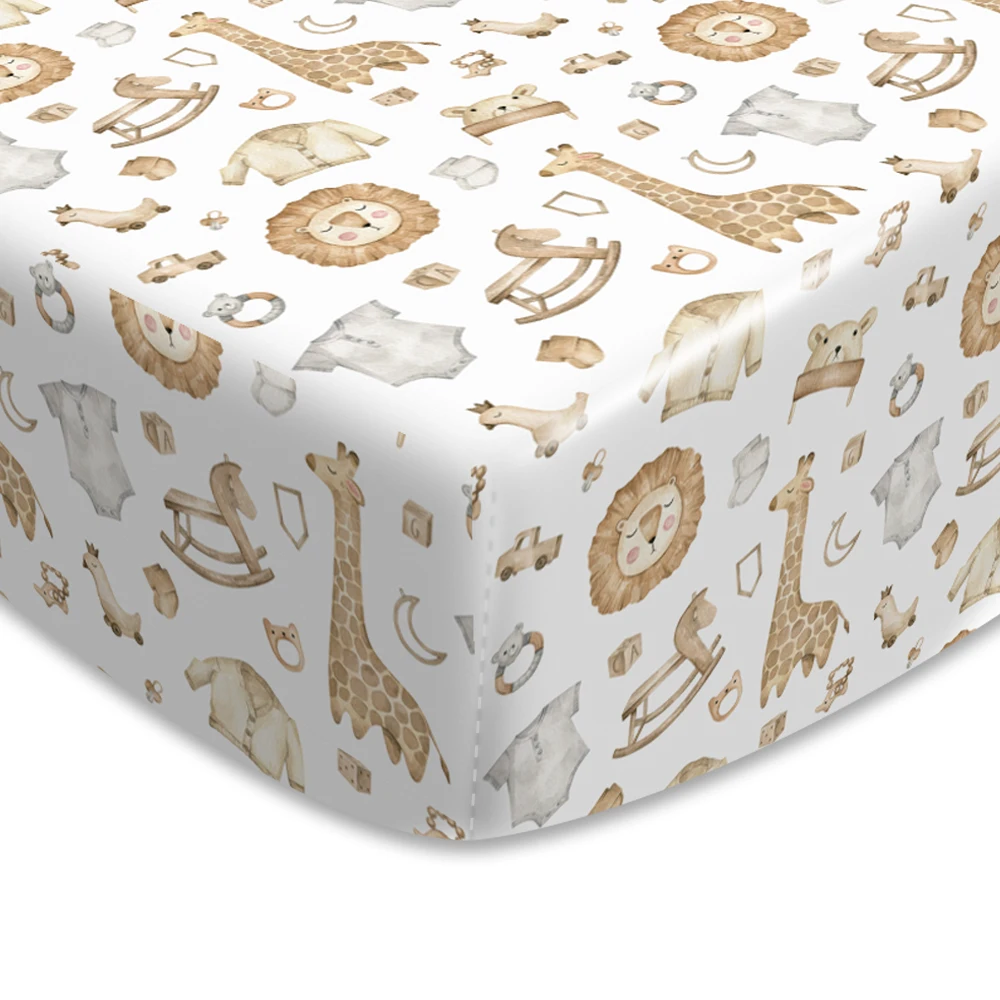 Baby Fitted Crib Sheets Kid Crib Sheets toddler 100% polyester custom print Standard Size Crib Mattress