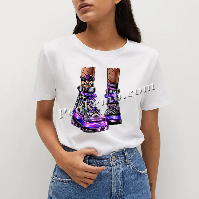 Fancy Punk Shoes High Heels DTF Prints Transfer Iron on High Heels Shoes Sublimation Design for T-shirts