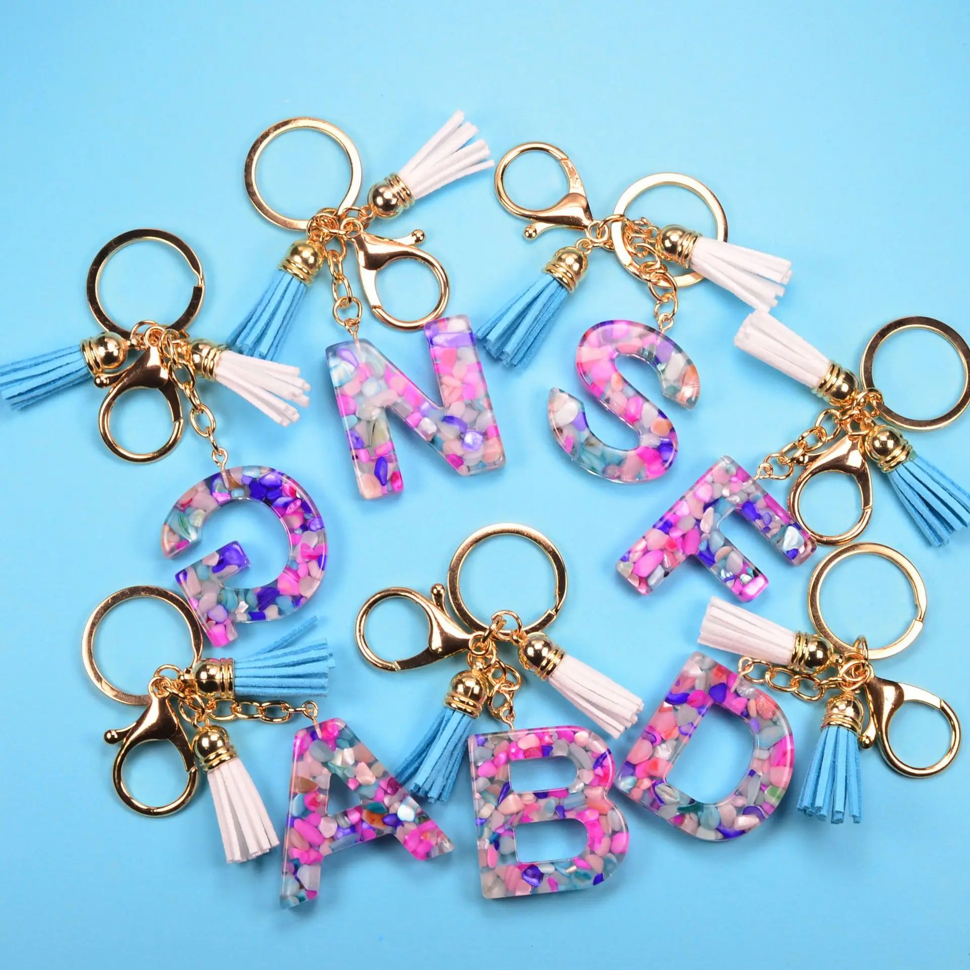 Hot sale  letters acrylic keychain custom keychain key ring