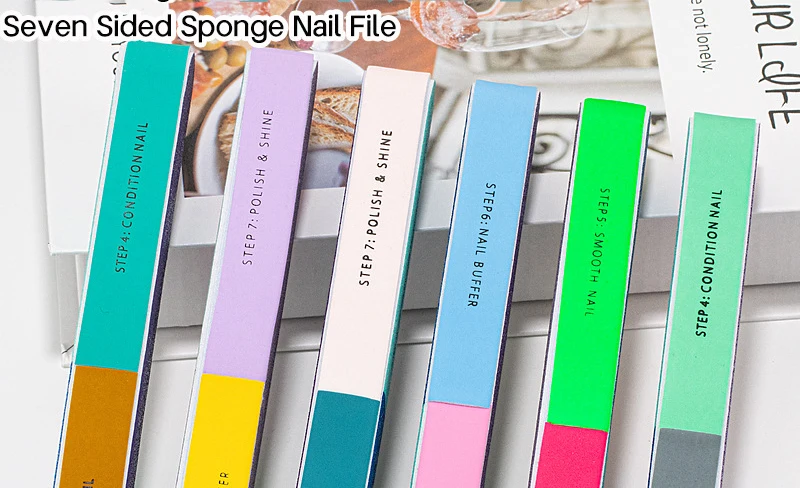New Arrival Multifunctional Mini Nail File Seven-Side Polishing Nail Buffer Grinding Manicure Tool Sponge