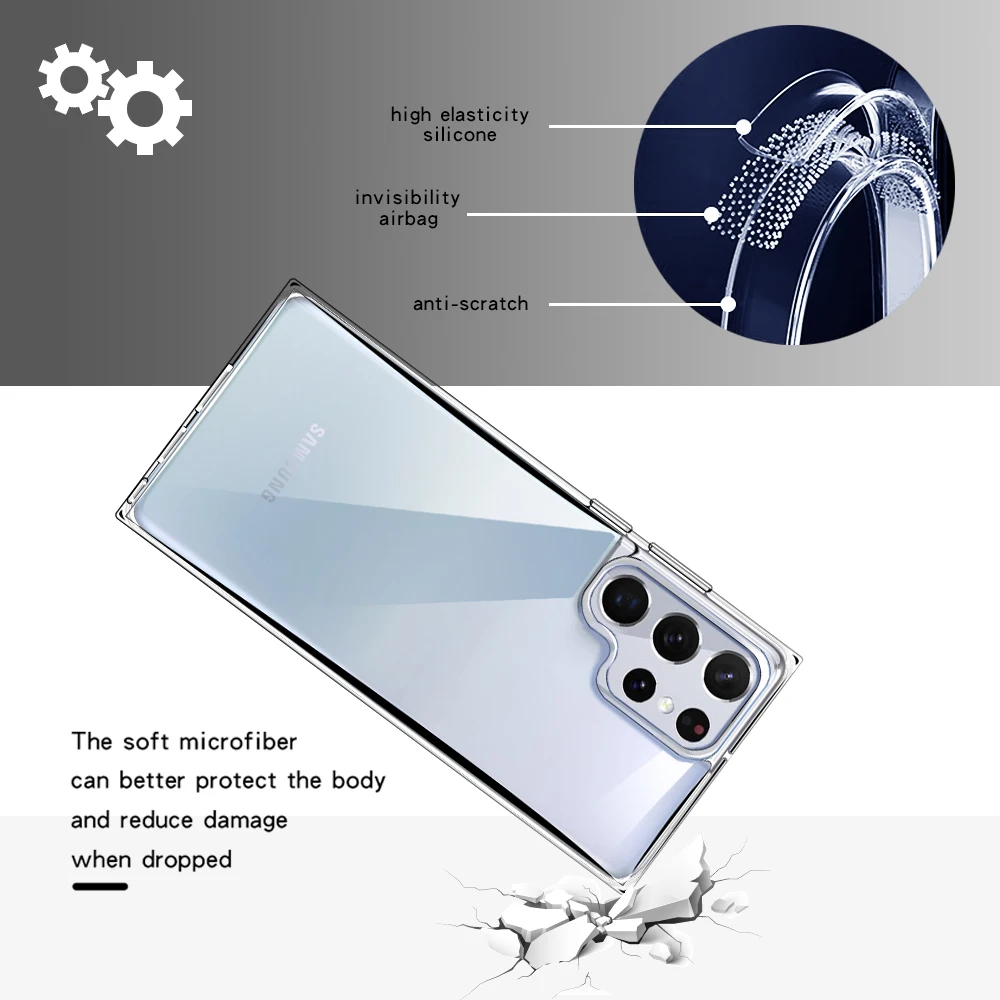 TPU+PC Hybrid case for Samsung S22 Shockproof TPU Transparent Clear Mobile Cell Phone Case 11 12 13 Pro Max Phone Case Cover
