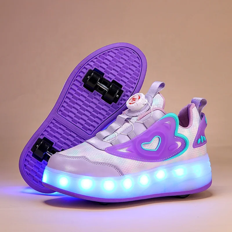 Suwanee Kids Sports Skate Shoes X Roller Kick Out Wheeled Shoes, Children Roller Blades Race Shoes Double Wheels Lighted.