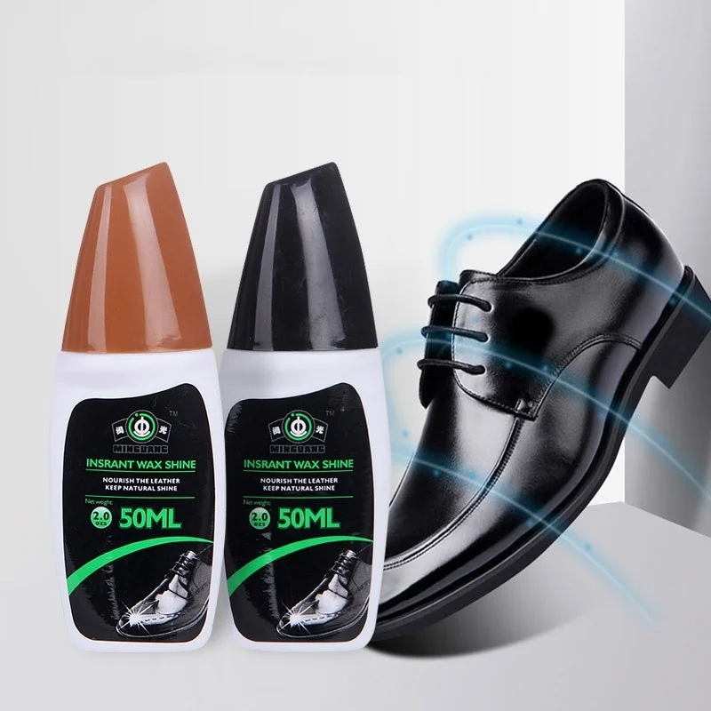 Factory wholesale 50ML bottle liquid shoe polish leather black brown colorless cleaning and maintenance solution