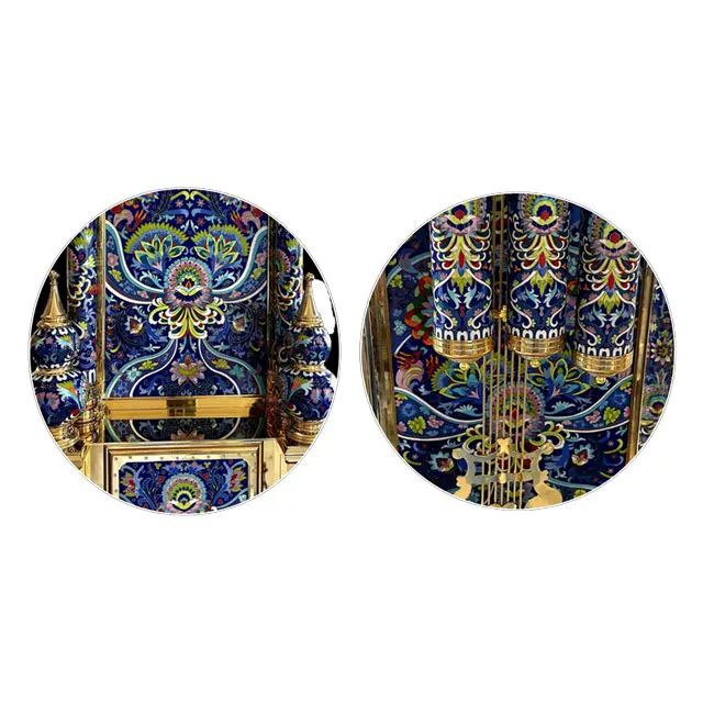Luxury antique cloisonne floor bell pendulum gold-plated copper classical exquisite floral pattern enamel floor clock