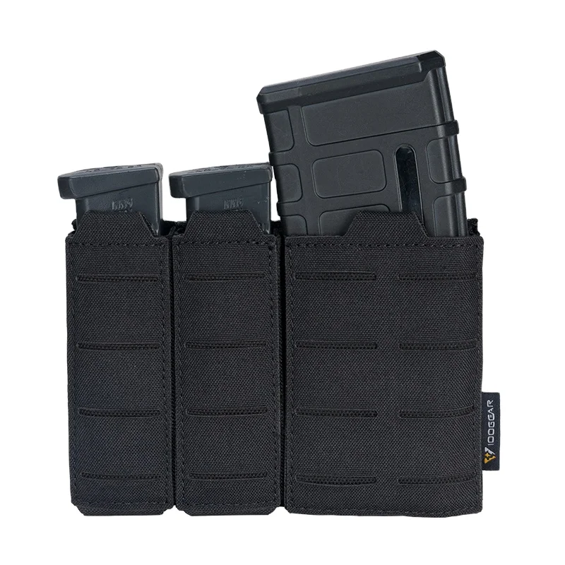 IDOGEAR Laser Cutting 500D NylonTriple Mag Pouch Tactical Pouch Open Top MOLLE Magazine Pouch for 5.56mm 9mm Mags
