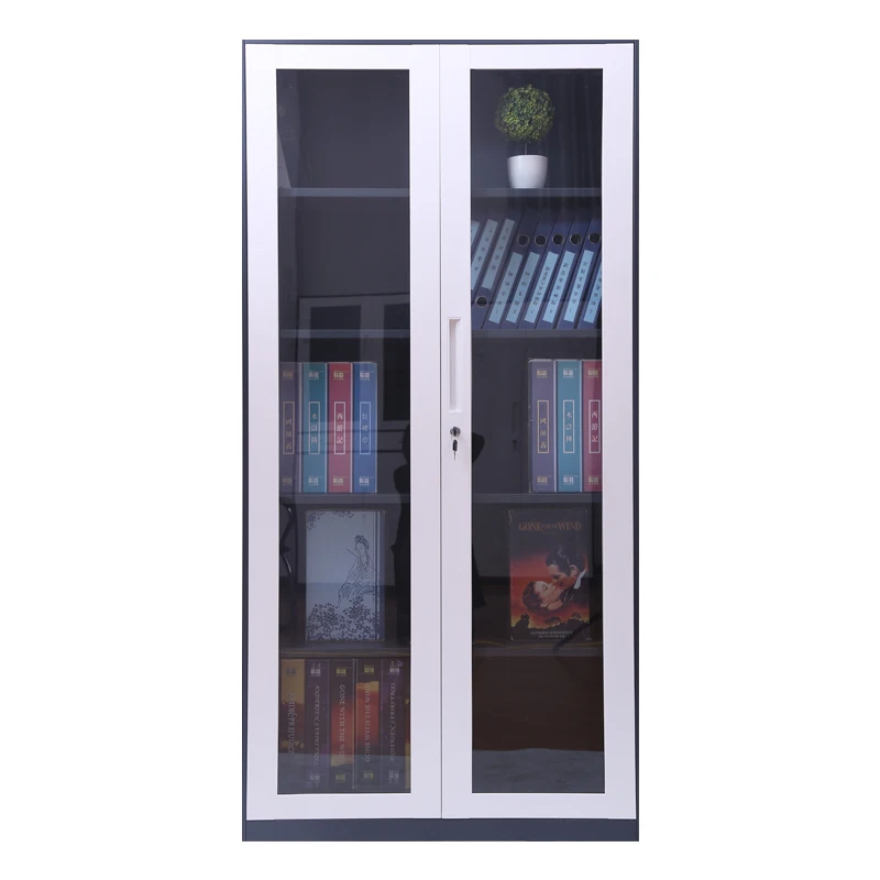 
Modern steel full glass file cabinet with glass storage cabinet office furniture school gym government office equipment 