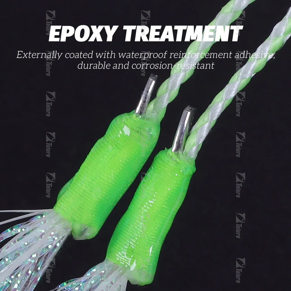 High quality 1/0 2/0 3/1 4/0 Luminous  Double hook  Cast Long Jig Assist Hook   High Carbon Steel Jig Lure Sea Fishing Hooks