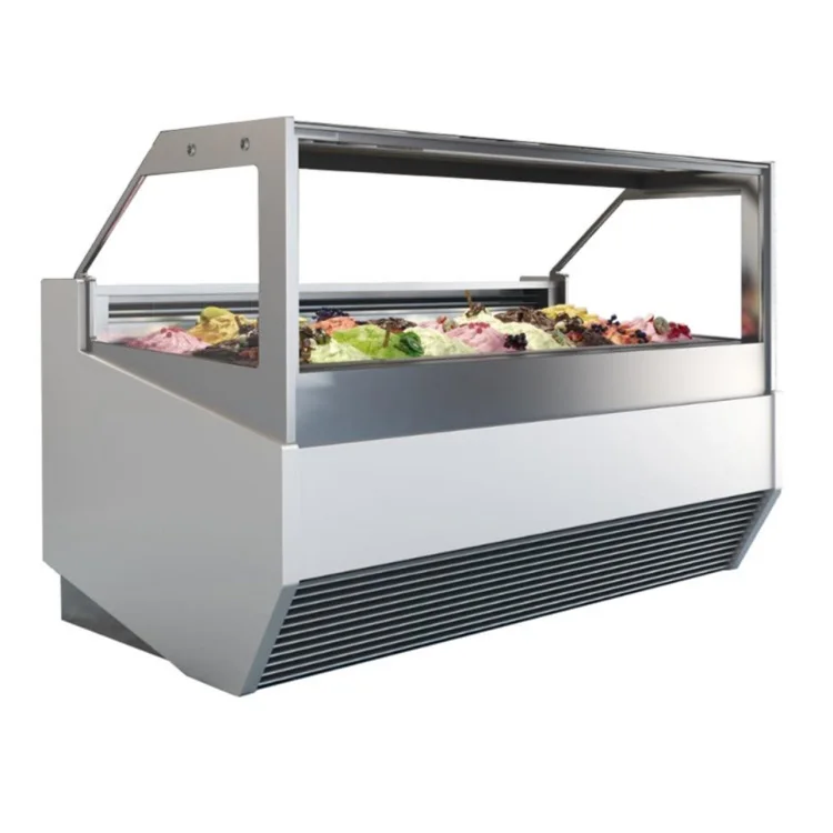12 Pans Gelato Ice Cream Fridge Display Freezer