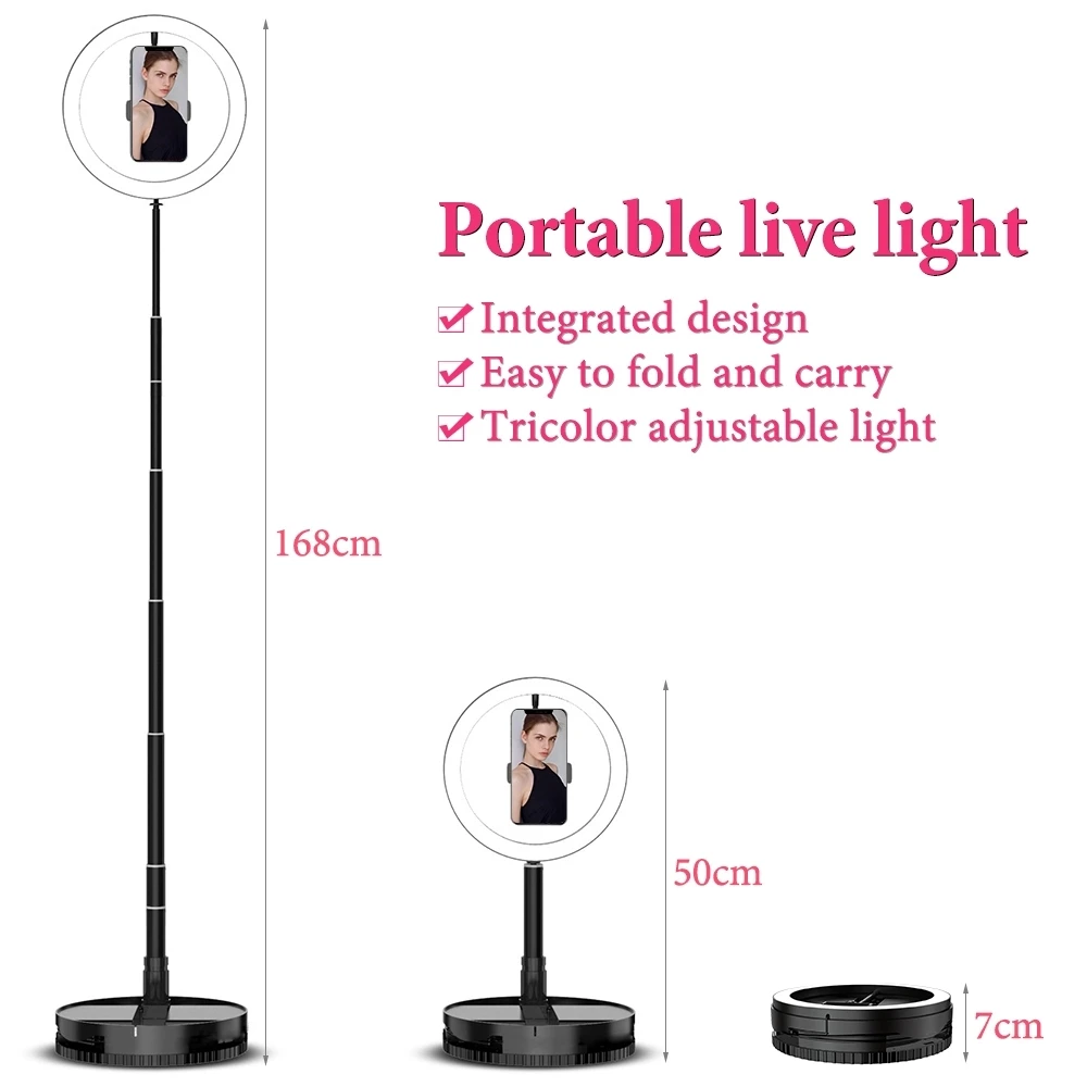
New Arrivals 10 inch portable Retractable LED Ring Light for Makeup Photography Video Light 