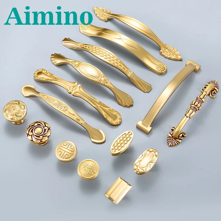 Оптовая продажа медная дверная ручка AIMINO с латунным цинковым сплавом Черная кухонная мебель Классические Дверные Ручки