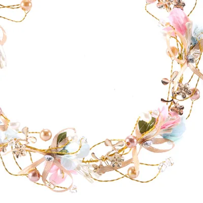 2019 Amazon hot sale Handmade Garland Headdress Bow Flower Bridal Headdress Children Hair Accessories Hairband Hawaiian Wreath